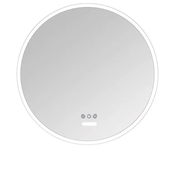 1.6 in. W x 26 in. H Small Round Acrylic Framed Wall Bathroom Vanity Mirror in Silver