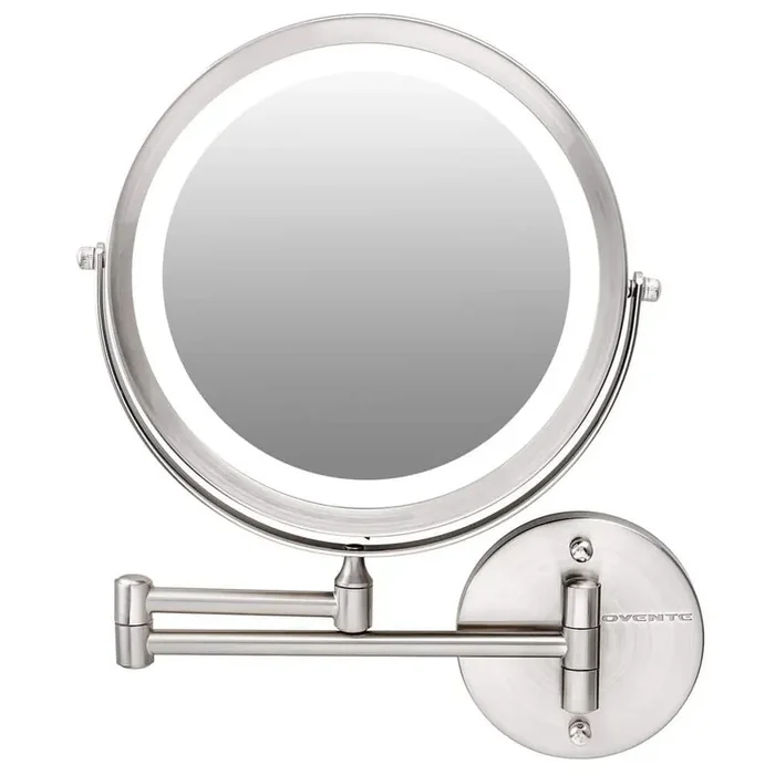 1.6 in. x 13.2 in. Lighted Magnifying Wall Makeup Mirror in Nickel Brushed