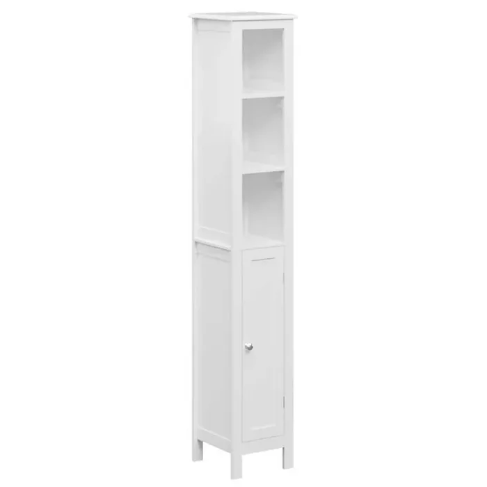 11 in. W x 11 in. D x 65 in. H White Linen Cabinet, Bathroom Storage Cabinet, Slim 1-Door Freestanding Bathroom Cabinet