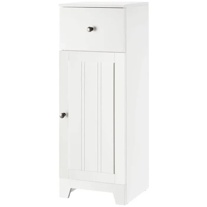 12.5 in. W x 11.75 in. D x 35 in. H Freestanding White Linen Cabinet with Drawer and Shelves