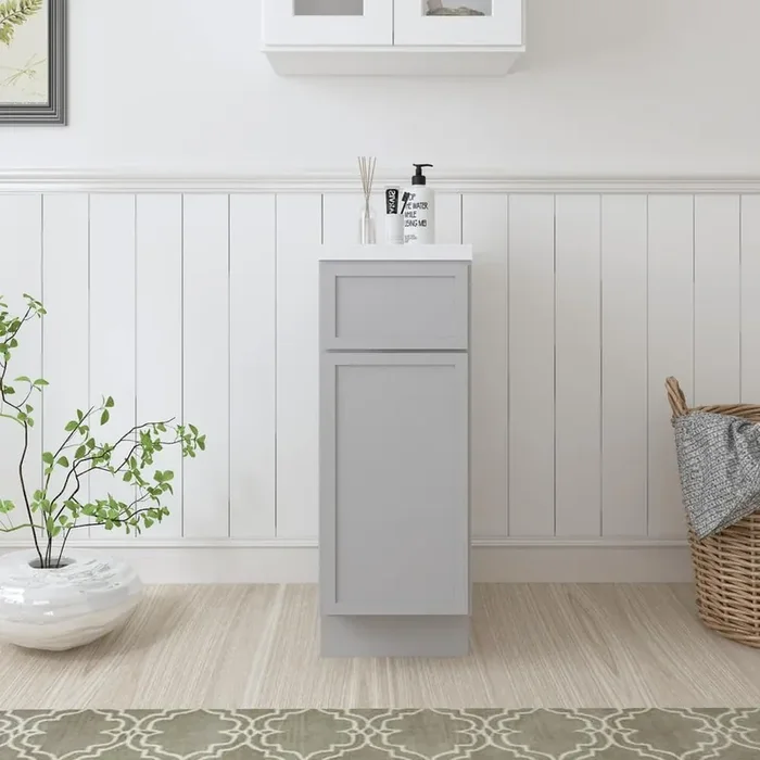 12 in. W x 21 in. D x 32.5 in. H 1-Drawer Bath Vanity Cabinet Only in Gray