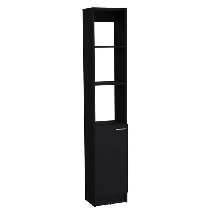 13 in. W x 10.43 in. D x 70.87 in. H Freestanding Black Linen Cabinet with 6-Shelves