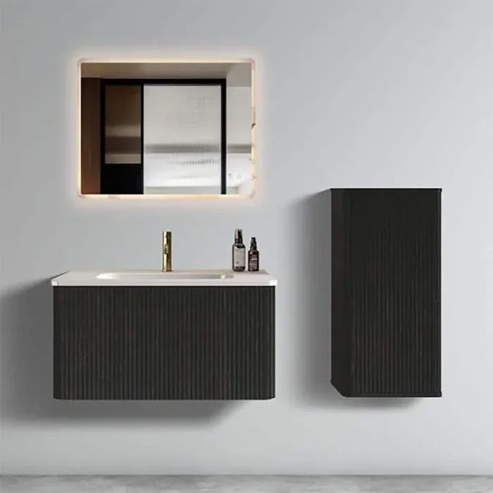 14.2 in. W x 29.5 in. H Rectangular Brown MDF Surface Mount Medicine Cabinet without Mirror