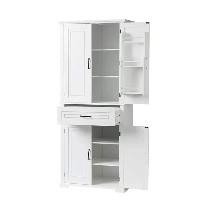 15.7 in. W x 29.9 in. D x 72.2 in. H White Linen Cabinet with Adjustable Shelf