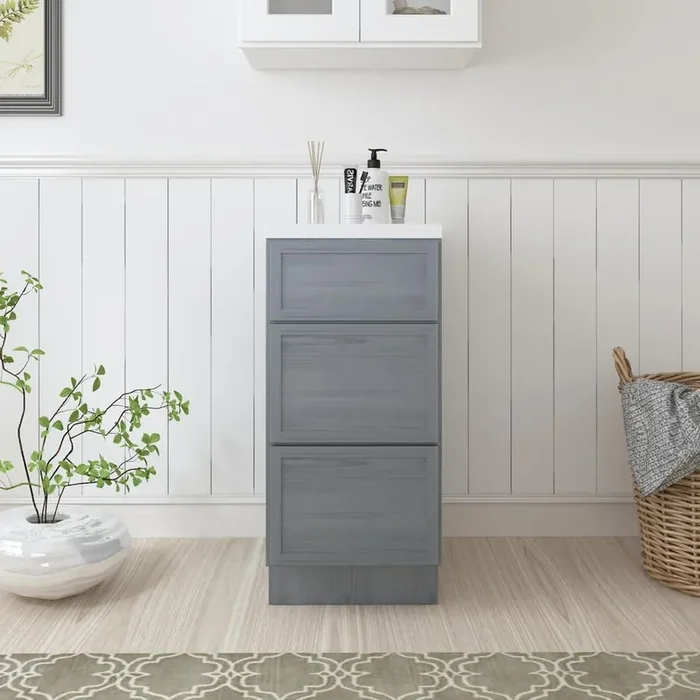 15 in. W x 21 in. D x 32.5 in. H 3-Drawers Bath Vanity Cabinet Only in Smoky Gray