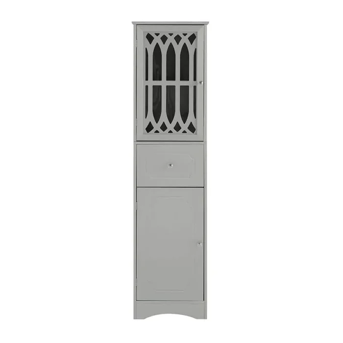 16.5 in. W x 14.2 in. D x 63.8 in. H Gray Linen Cabinet Freestanding Storage Cabinet with Drawer and Doors for Bathroom