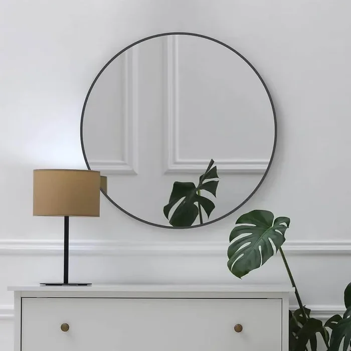 16 in. W x 16 in. H Round Framed for Wall Decorative Bathroom Vanity Mirror in Black