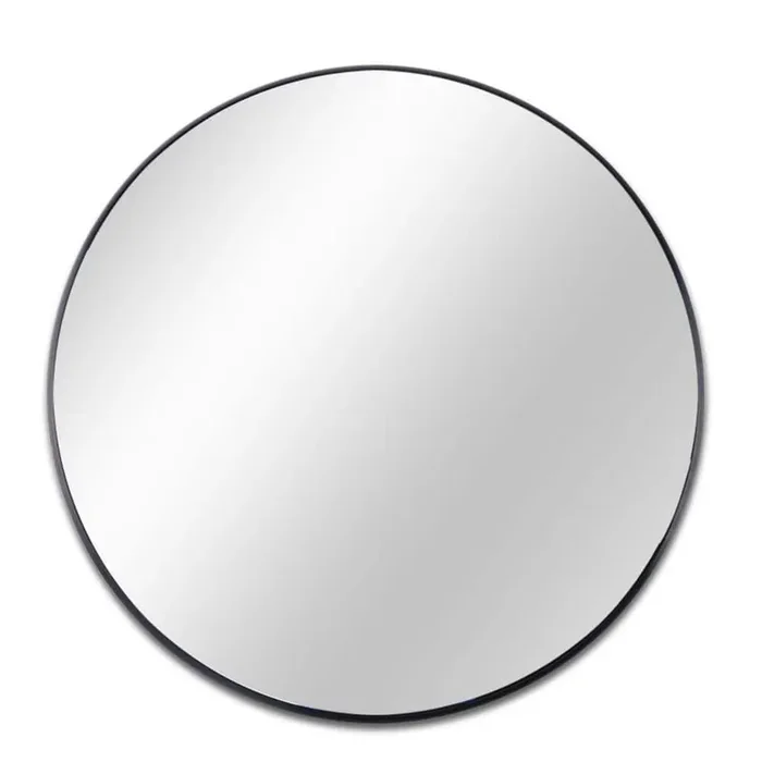 16 in. W x 16 in. H Small Round Aluminum Framed Wall Bathroom Vanity Mirror in Black with 4mm HD Glass