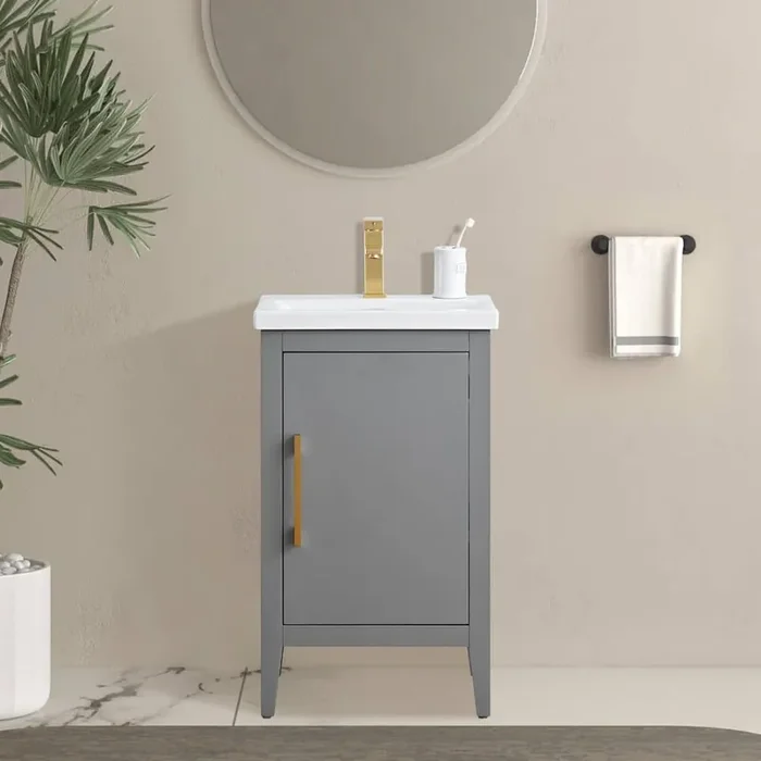20 in. W x 15.8 in D x 34 in. H Single Sink Bathroom Vanity Cabinet in Cashmere Gray with Ceramic Top