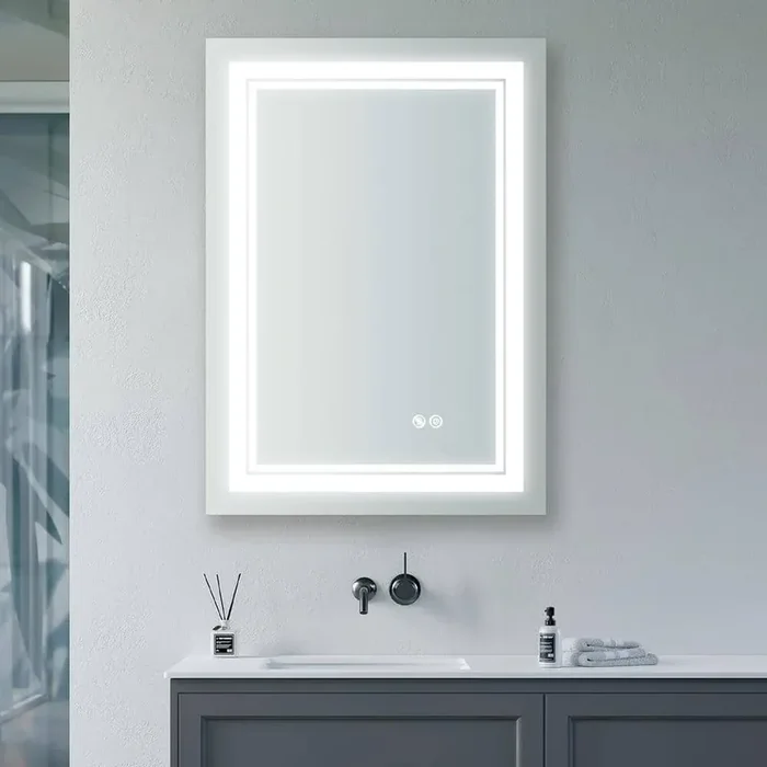 24 in. W x 32 in. H Rectangular Frameless Anti-Fog LED Lighted Wall Mounted Bathroom Vanity Mirror