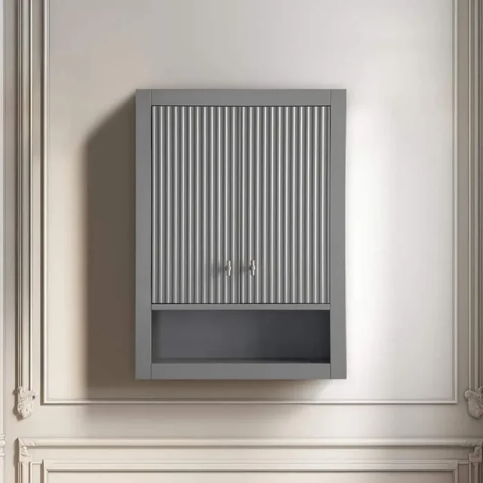 24 in. W x 8 in. D x 33 in. H Bathroom Storage Wall Cabinet in Linear Gray/BN