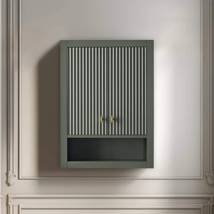 24 in. W x 8 in. D x 33 in. H Bathroom Storage Wall Cabinet in Linear Vintage Green/GB