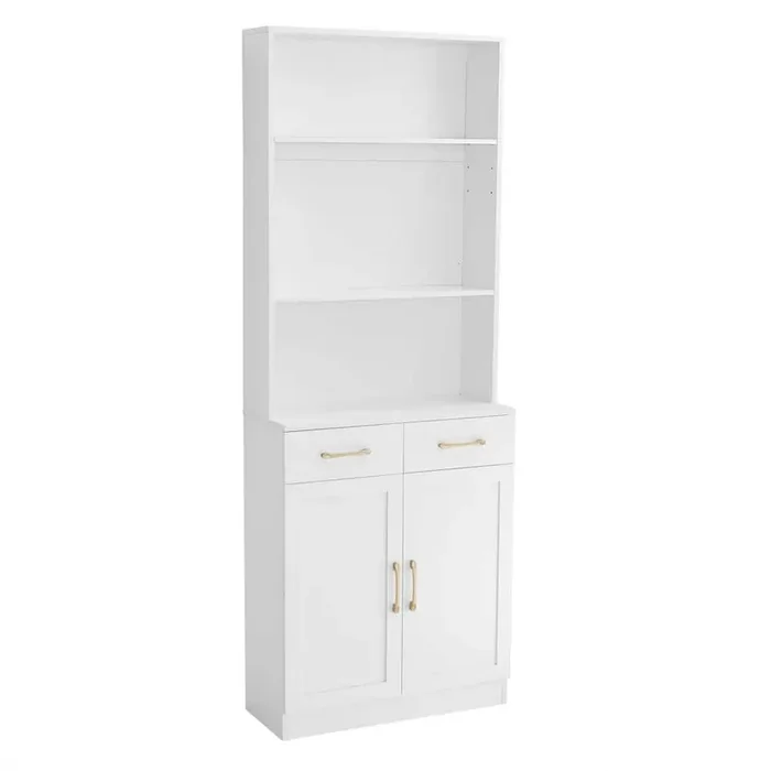 26 in. W x 11 in. D x 70 in. H Freestanding White Linen Cabinet with 2-Doors Anti-Tip, 3-layer Open Shelf