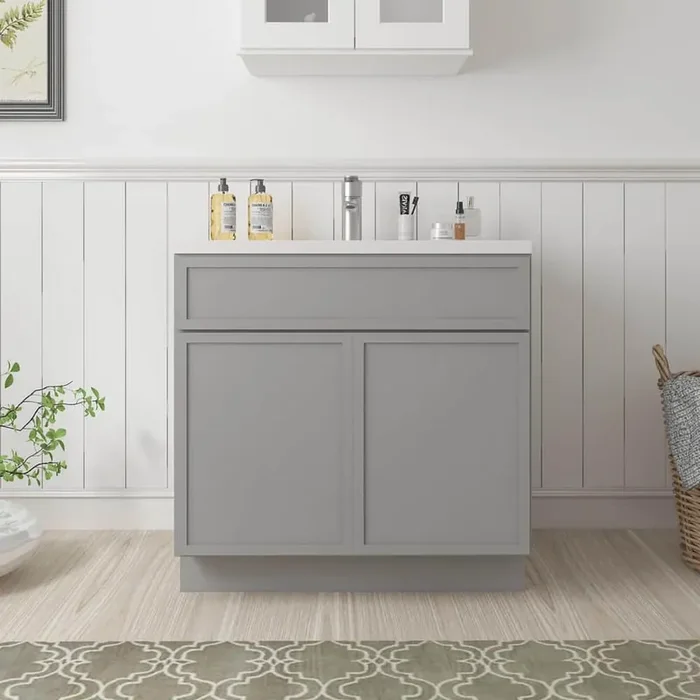 30 in. W. x 21 in. D x 32.5 in. H 2-Doors Bath Vanity Cabinet without Top in Gray