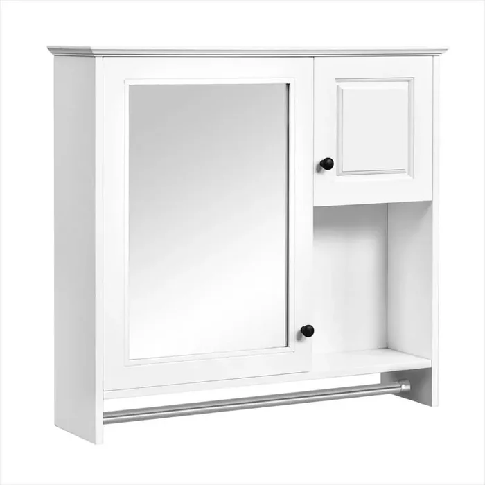30 in. W x 27.8 in. H Rectangular White MDF Surface Mount Medicine Cabinet with Mirror, with 2-Shelves