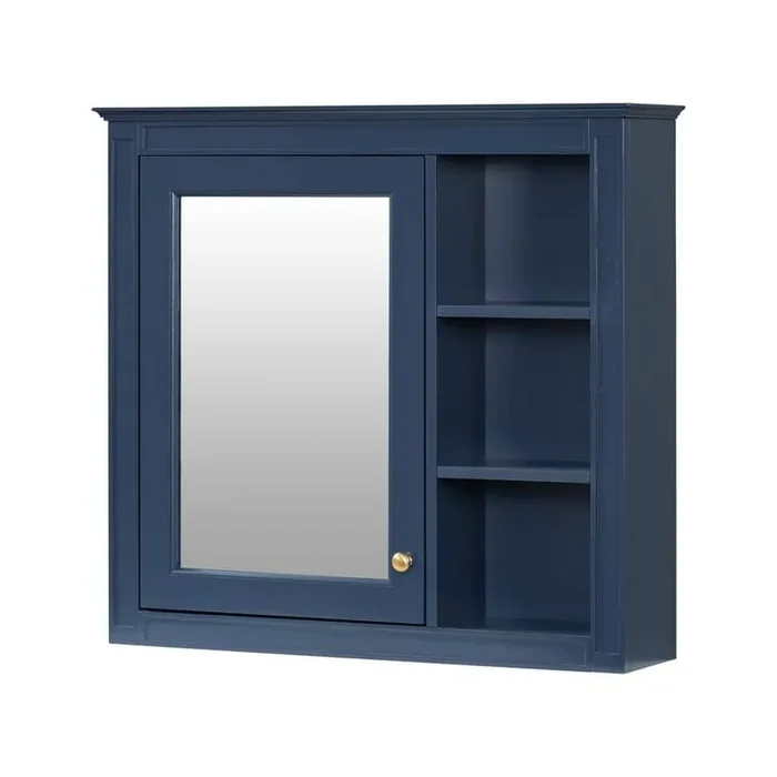 30 in. W x 28 in. H Rectangular MDF Medicine Cabinet with Mirror in Blue