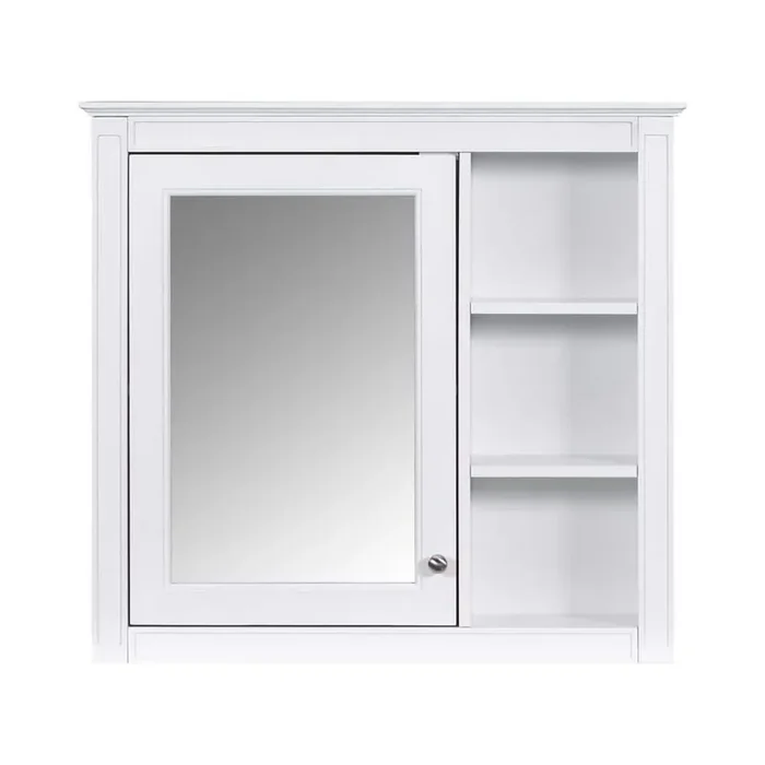 30 in. W x 28 in. H Rectangular MDF Medicine Cabinet with Mirror in White