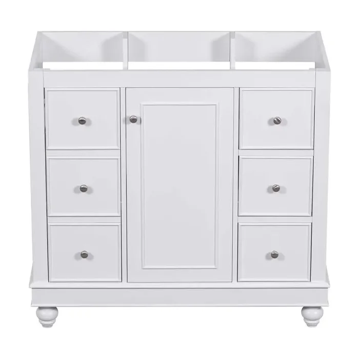 35.28 in. W x 16.2 in. D x 32.87 in. H Bath Vanity Cabinet without Top with 4-Drawers and 1 Cabinet Door in White