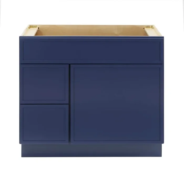 36 in. W x 21 in. D x 32.5 in. H 2-Left Drawers Bath Vanity Cabinet without Top in Blue