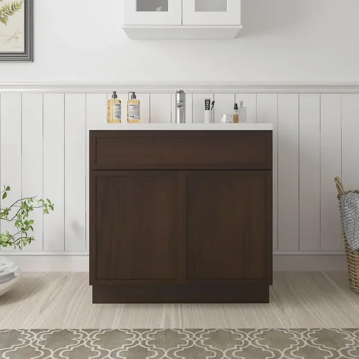 39 in. W x 21 in. D x 32.5 in. H 2-Doors Bath Vanity Cabinet without Top in Brown