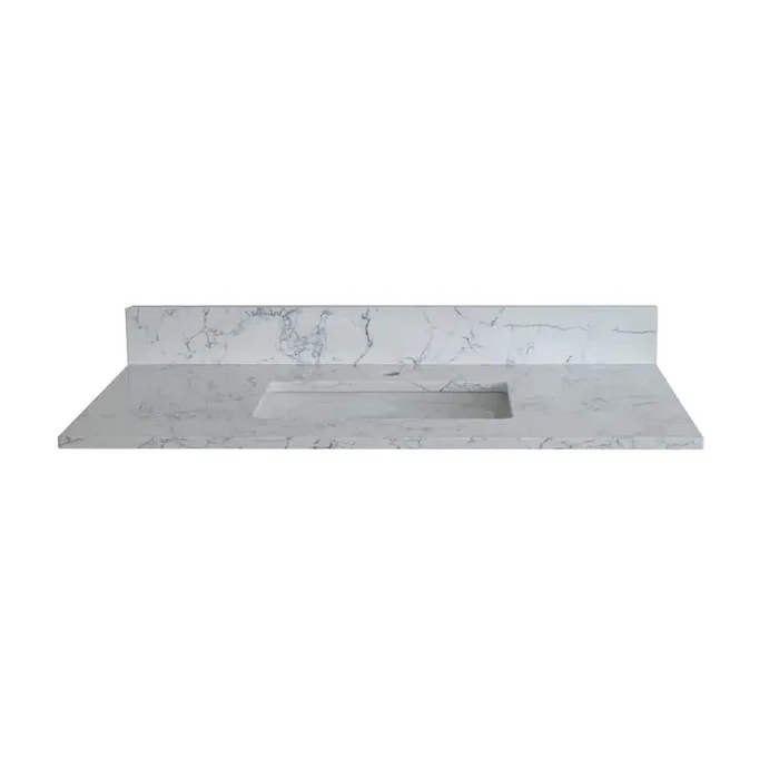 43 in. W x 22 in. D Engineered Stone Composite Vanity Top in White with White Rectangular Single Sink and Backsplash