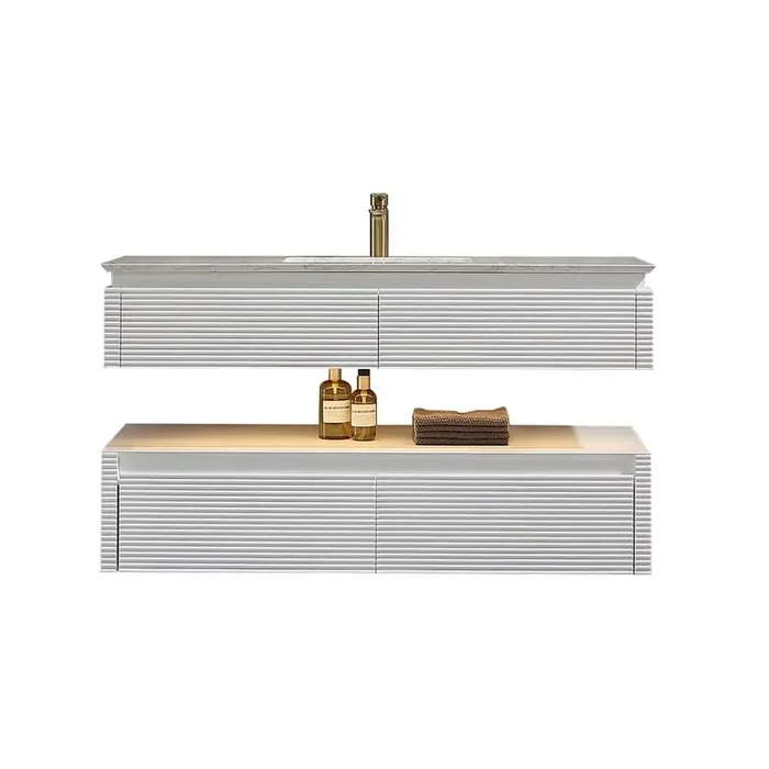 48 in. W x 20.8 in. D x 19.6 in. H Undermount Single Sink Floating Bath Vanity in White with White Engineer Marble Top
