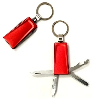 48 Pieces 2.75″ Four Function Red Metal Keychain – Key Chains