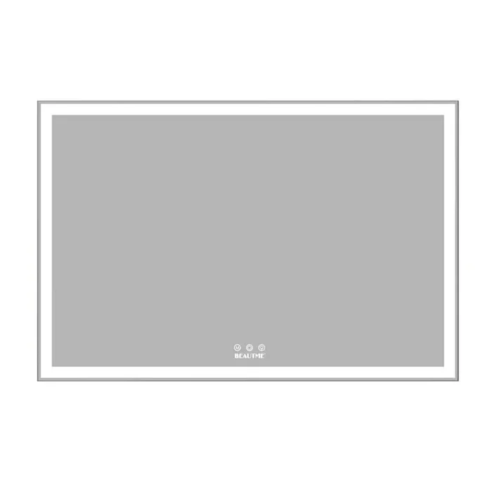 60 in. W x 40 in. H Large Rectangular Aluminum Framed Dimmable Wall Bathroom Vanity Mirror in Silver with 3-Color Modes