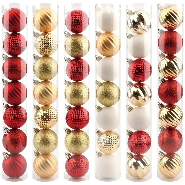 72 Pieces 7-Count Christmas Balls 5cm Red White And Gold – Christmas Ornament