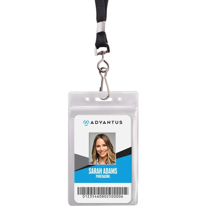 Advantus Resealable Id Badge Holders, J-Hook And 36‘ Lanyard, Vertical, Frosted 3.68‘ X 5‘ Holder, 2.38‘ X 3.75‘ Insert, 20