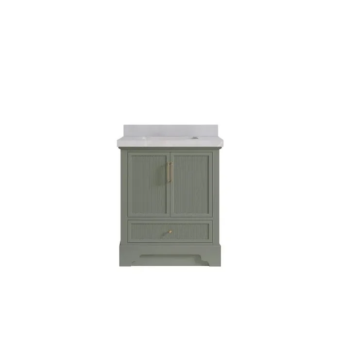 Alys 30 in. W x 22 in. D x 36 in. H Single Sink Bath Vanity Center in Evergreen with 2 in. Pearl Gray Quartz Top