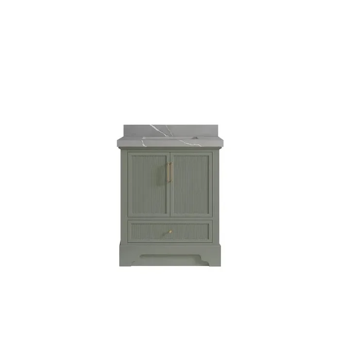 Alys 30 in. W x 22 in. D x 36 in. H Single Sink Bath Vanity Center in Evergreen with 2 in. Piatra Quartz Top
