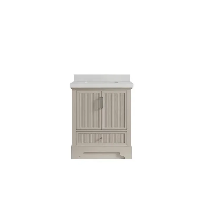 Alys 30 in. W x 22 in. D x 36 in. H Single Sink Bath Vanity Center in Fine Grain with 2 in. Carrara Quartz Top