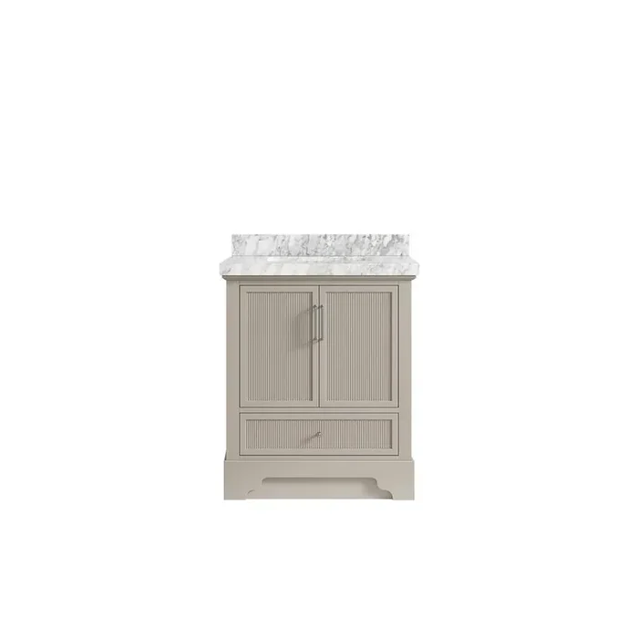 Alys 30 in. W x 22 in. D x 36 in. H Single Sink Bath Vanity Center in Fine Grain with 2 in. Carrara Marble Top