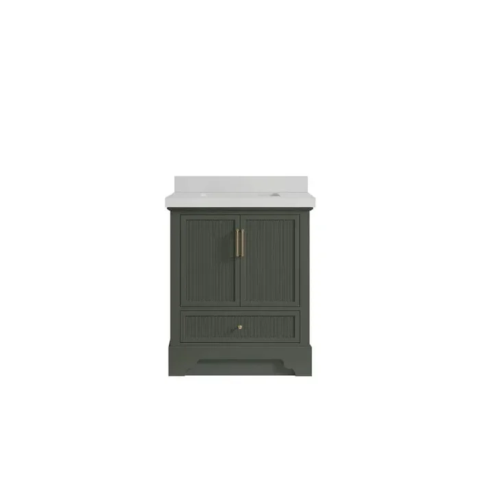 Alys 30 in. W x 22 in. D x 36 in. H Single Sink Bath Vanity Center in Pewter Green with 2 in. carrara qt top