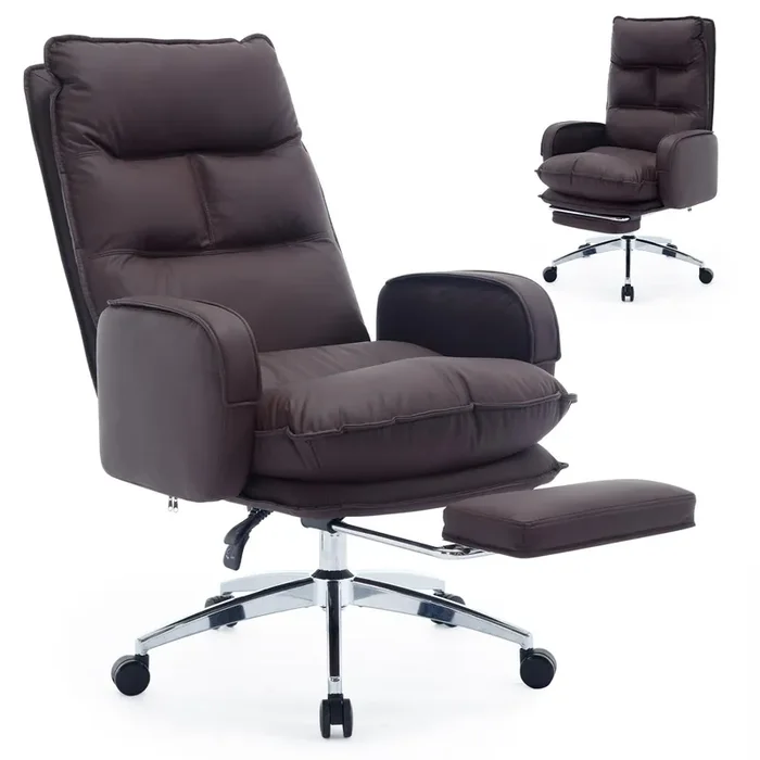 Big And Tall Office Chair 500Lbs Executive Chair Leather Wide Seat Office Work Chair High Back Home Office Task Chair With Foot