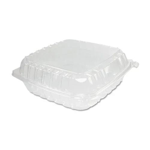 Clearseal Hinged-lid Plastic Containers, 9.3 X 8.8 X 3, Clear, Plastic, 100/bag, 2 Bags/carton