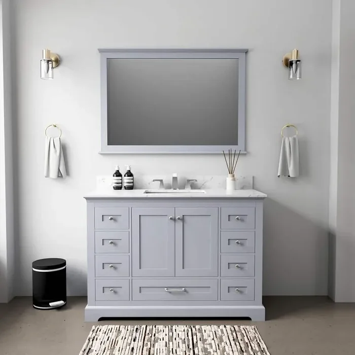 Dukes 48 in. W x 22 in. D Dark Grey Single Bath Vanity without Top and 46 in. Mirror