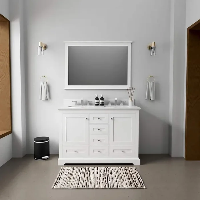 Dukes 48 in. W x 22 in. D White Double Bath Vanity and Cultured Marble Top