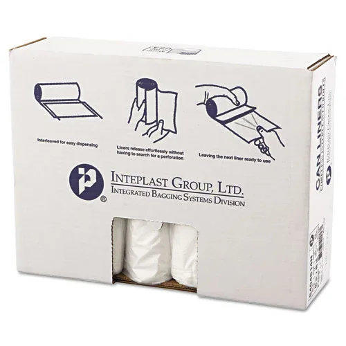 High-density Interleaved Commercial Can Liners, 45 Gal, 14 Microns, 40 ” X 48 “, Clear, 25 Bags/roll, 10 Rolls/carton