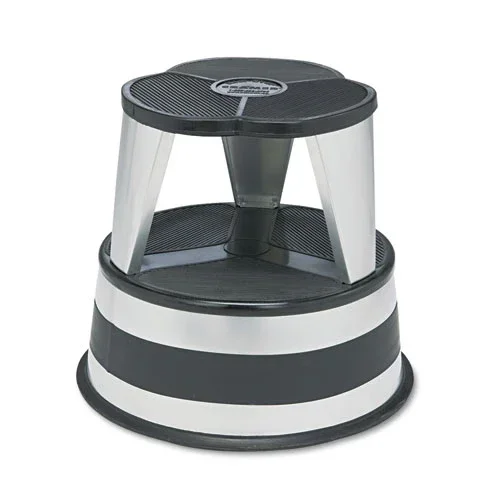Kik-step Steel Step Stool, 2-step, 350 Lb Capacity, 16 ” Diameter X 14.25 “h, Silvertone