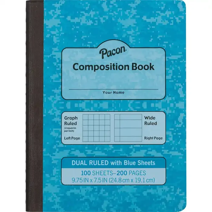 Pacon Mmk37160 Composition Book, Narrow Rule, Blue Cover, 9.75 X 7.5, 200 Pages