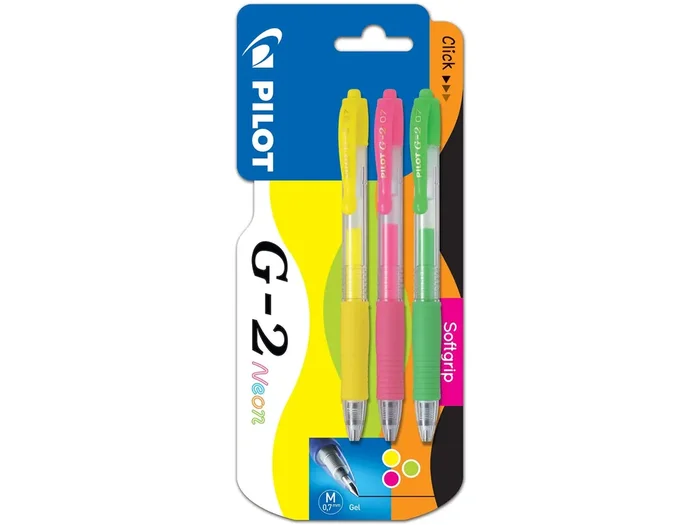 Pilot G207 Retractable Gel Rollerball 0.7Mm Tip- Neon Yellow, Pink,Green, Pack Of 3, Medium