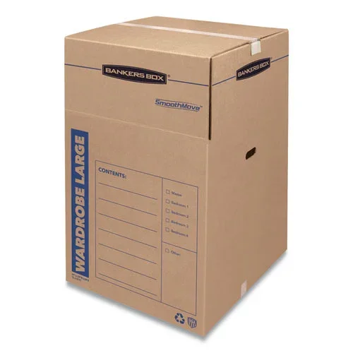 Smoothmove Wardrobe Box, Regular Slotted Container (rsc), 24 ” X 24 ” X 40 “, Brown/blue, 3/carton
