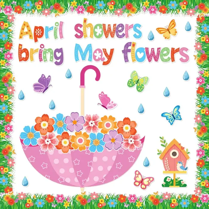 Spring Bulletin Board Decorations April Showers Bring May Flowers Decorations Spring Cut Outs Decorations For School Classroom O