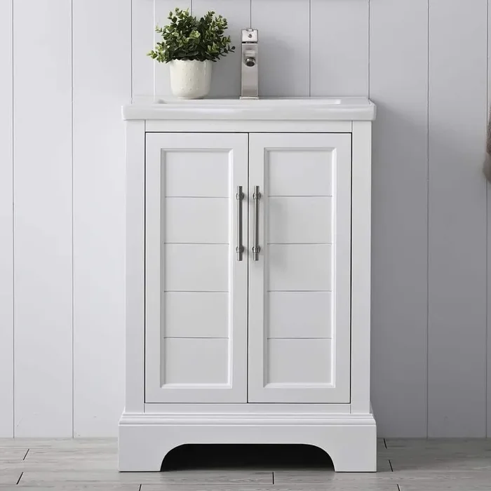 Vannes 24 in. W x 18 in. D x 34.5 in. H Bathroom Vanity in White with Ceramic Top