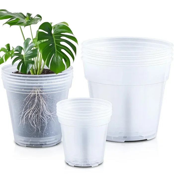 Vesici 12 Pcs 5/7/9 Inch Large Size Clear Nursery Pots Variety Pack Plant Pots With Drainage Holes Planters For Indoor Plants Fl