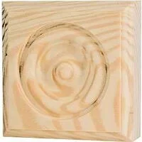 Waddell RTB35 Trim Block, 3-3/4 in H, 3-3/4 in W, Rosette Pattern, Pine Wood