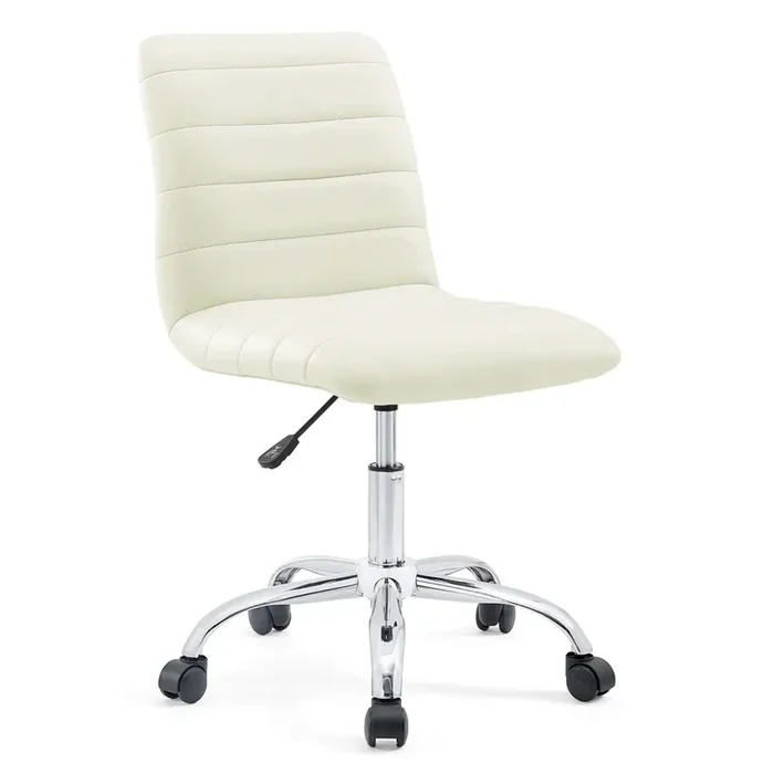 Yardlio Ripple Armless Office Chair Chrome Frame Adjustable Height 360 Swivel