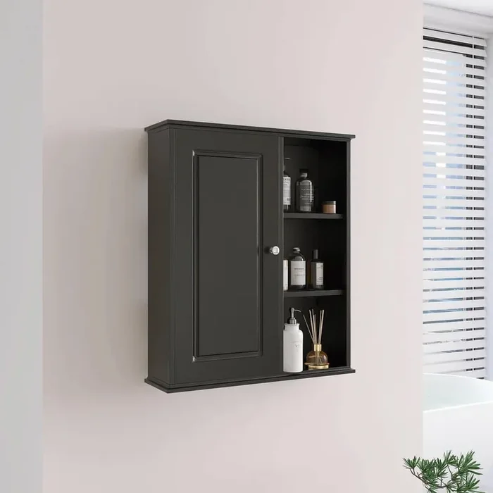 YJAY 24 in. W x 7 in. D x 27.5 in. H Bathroom Storage Wall Cabinet in Black
